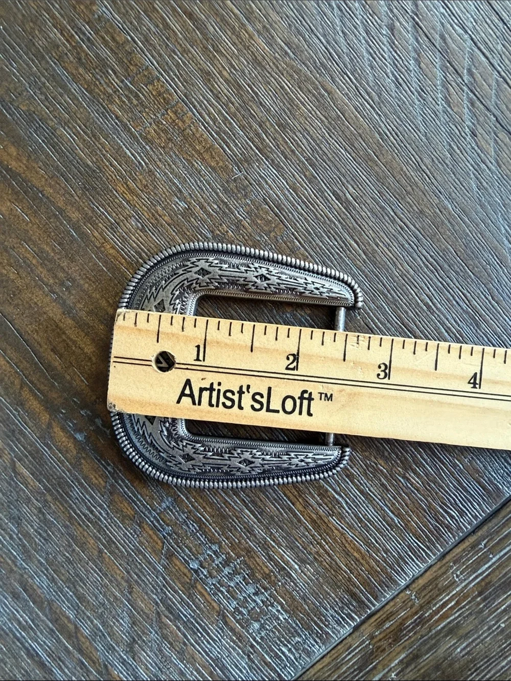 RANK 45 Silver Tone Western Engraved Belt Buckle fits 1 1/2